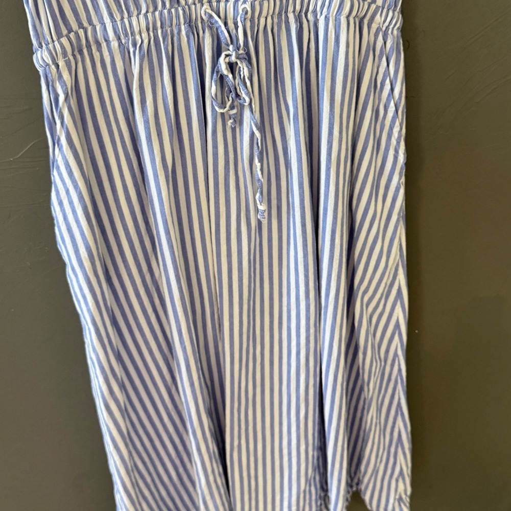 Beachlunchlounge‎ Blue White Striped Midi Dress Sleeveless Cutout  M Lagen Light - Picture 5 of 10